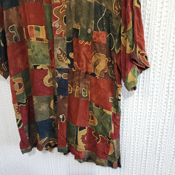 The Territory Ahead Vintage Abstract Earthtone Colors Button Down Shirt Large - Picture 6 of 12